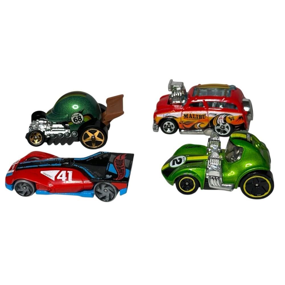 Hot Wheels Colorful Die-Cast Cars 4 Toy Set Red Green Rare